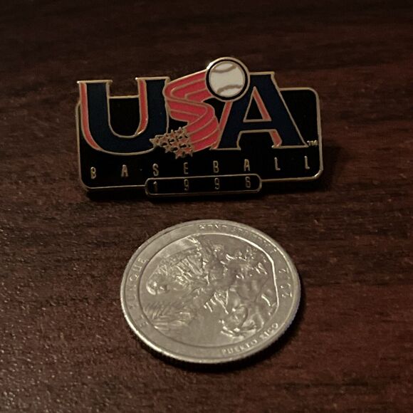 1996 Atlanta Olympics Baseball Event Team USA Lapel Hat Pin - Picture 2 of 3